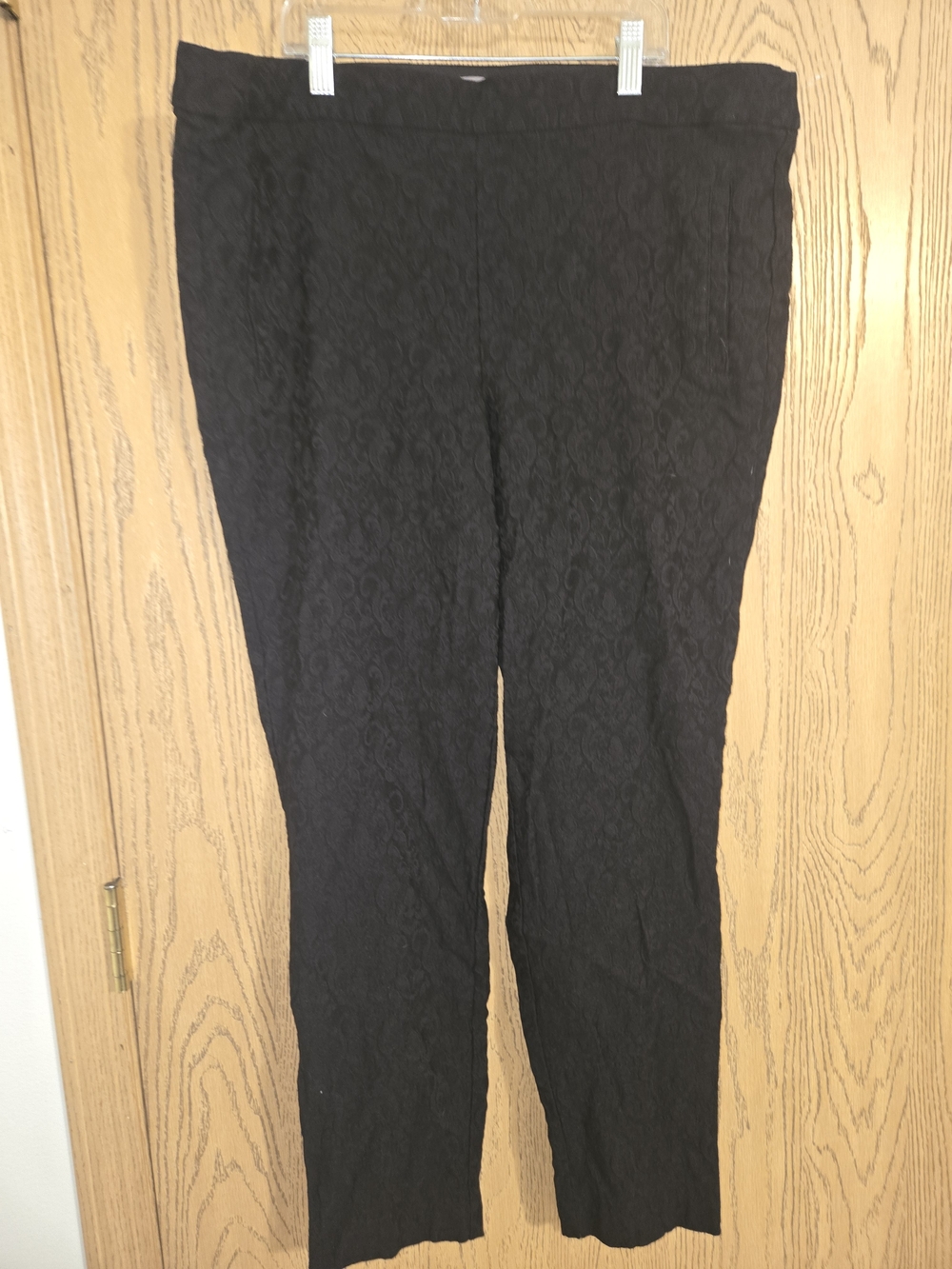Maurices Black Straight Leg Pull-On Pants with Subtle Jacquard